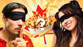 Blind Guess The Canadian Food Challenge ft bbno Pokimane [upl. by Sucramed942]