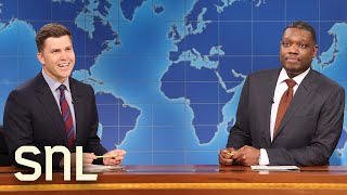 Weekend Update Colin Jost and Michael Che Swap Jokes for Season 49 Finale  SNL [upl. by Magdau]