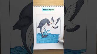 Easy dolphin cartoon drawing for beginners🐬 dolphindrawing easycartoondrawings shortsviral [upl. by Animor529]