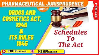 Schedules to the Acts  Drugs and Cosmetics Acts 1940 amp its rules 1945  PJurisprudence  L4 [upl. by Ahsatniuq59]