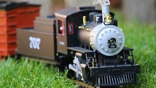 First time running my model steam train in my backyard with smoke [upl. by Nosnaj403]