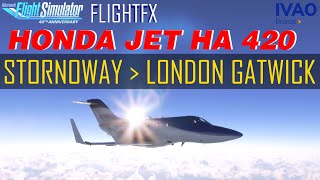 ✈️ Flight 🇬🇧 Stornoway ✈ 🇬🇧 London Gatwick  Honda Jet HA420  IVAO Active Sky  MSFS2020 [upl. by Putnem]