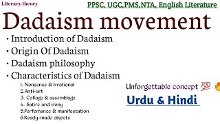 Dadaism Movement   Characteristics  Dadaism Movement In Urdu amp Hindidadaism [upl. by Vanthe]