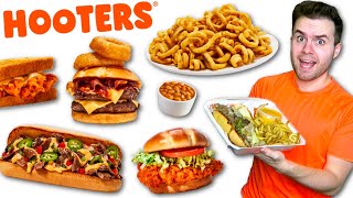 Trying Hooters ENTREE MENU Fried Chicken Burgers  Cheese Fries REVIEW [upl. by Oneal103]