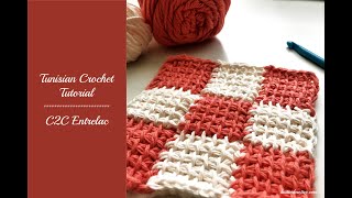 Tunisian Crochet Tutorial  C2C Entrelac  Right handed [upl. by Atenik28]