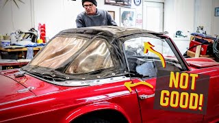 Fitting a 57 year old hood to our Triumph TR4  Soft top installation  WEGS GARAGE [upl. by Asiat]