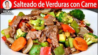 SALTEADO DE VERDURAS CON CARNE  Vicky Receta Facil [upl. by Marbut693]