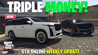 GTA ONLINE WEEKLY UPDATE NEW CAR TRIPLE MONEY amp DISCOUNTS [upl. by Esinaej]