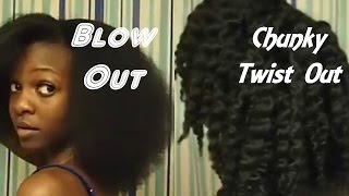 Blow Out On Type 4 Hair   Chunky Twist Out Hairstyle [upl. by Ahsimet]