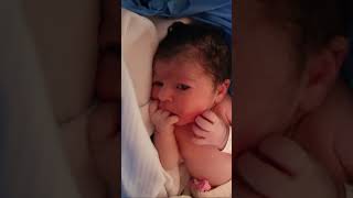 Cute newborn baby girl eating hands right after birth cant wait for mommy 😍 [upl. by Theis]