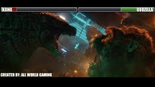 Godzilla vs Kong 2021 Hong Kong Battle with healthbars [upl. by Silisav]