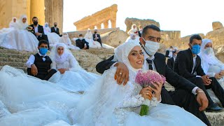 Liebe in Zeiten von Corona GruppenHochzeitsfoto im Libanon  AFP [upl. by Odnalra498]