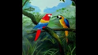 quotJungle Parrotsquot Colorful Acrylic Painting [upl. by Erme]