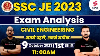 SSC JE Civil Paper Analysis 2023  SSC JE Exam Analysis 2023  SSC JE Exam Analysis Today [upl. by Sirdi]