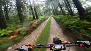 Enduro trail ride Bodmin in the wet  big crash [upl. by Streeto]