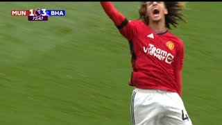 Hannibal Mejbri Goal Manchester United vs Brighton 13  All Goals and Extended Highlights [upl. by Ikceb]