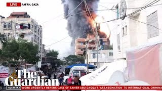 Al Jazeera broadcast captures moment strike hits building in Rafah [upl. by Wilma292]