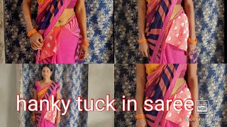 💕hanky tuck in low waist saree 💖Hanky tuck in saree 🥻💖 how to tuck hanky [upl. by Gnet]