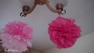 Easy and cheap DIY for partiesHow to make crepe paper tissue paper pom pomsTutorial [upl. by Knight]