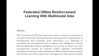 Federated Offline Reinforcement Learning With Multimodal Data [upl. by Newmann]