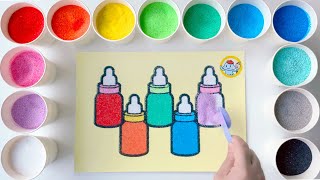 Sand painting Rainbow Baby Milk Bottles for Kids Toddlers How to Draw amp Coloring Easy art [upl. by Sanford]