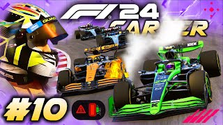 F1 24 CAREER MODE Part 10 Sauber LEADS the Race My Tyres ON FIRE [upl. by Eidahs]