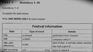 Festival Information ielts listening  720p HD AUDIO [upl. by Enomrej]