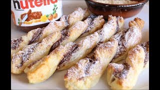 TORCIGLIONI DI PASTA SFOGLIA ALLA NUTELLA  Dolci Facili e Veloci [upl. by Isherwood]