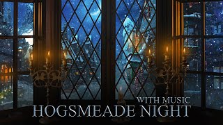 Hogsmeade Window quotWinter Nightquot ⛄ Harry potter ASMR Ambience  Christmas Music 🎄 Fireplace amp Snow [upl. by Alexei]