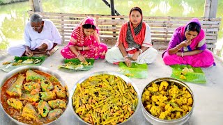 নদীর ভাঙন মাছের তেলঝাল ফুলকপি ডাটার ঘন্ট আর ফুলকপি ভাপা আজ দুপুরের রান্না আর খাওয়া  fish curry [upl. by Ellednahc]