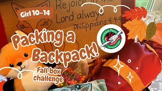 Operation Christmas Child  Packing a backpack 🦊 Girl 1014 2024 [upl. by Aimek]