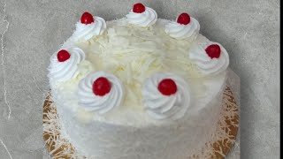 White forest cake। simple cake design। white chocolate cake। how to make white forest cake [upl. by Ekeiram]