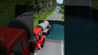 Tanker truck vs water pit 13  carsvswaterpit beamngdrive doubleflatbedtrailertruckvsspeedbumps [upl. by Airrat]