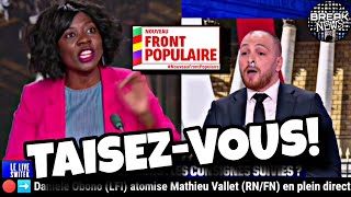 🔴➡️Front Populaire Daniele Obono atomise Mathieu Vallet en plein direct [upl. by Enywtna655]