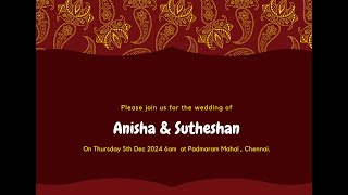 LIVE WEDDING OF ANISHA amp SUTHESHAN ON 5th DEC 2024 FROM 600AM [upl. by Ahsienom868]