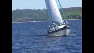 Bayfield B32C sailing with reefed main and staysail [upl. by Lovering]