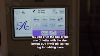 Brother SE600 Monogram Three 3 Letters Using Touchscreen [upl. by Costin]