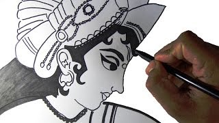 How to draw lord Krishna the eighth incarnation of Lord Vishnu in Hinduism from India [upl. by Kciredohr129]