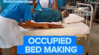 BED MAKING HOW TO MAKE AN OCCUPIED BEDhealth nursing procedurevideo [upl. by Francine782]