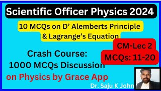 Scientific Officer Physics D Alemberts principle amp Lagranges Equation [upl. by Yeniar166]