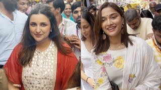 Parineeti Chopra amp Saiee Manjrekar Spotted At Lalbaugcha Raja For Darshan [upl. by Wenoa918]