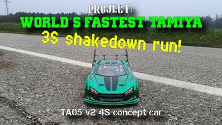 Tamiya TA05 3S speed run 191 kmh 119 mph [upl. by Richmal]