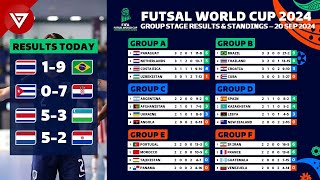 🔴 MD3 Results amp Standings Table FIFA FUTSAL WORLD CUP 2024 Group as of 20 Sep 2024 [upl. by Laurance]