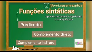 FUNÇÕES SINTÁTICASpredicado e complemento direto e indireto [upl. by Krishnah]