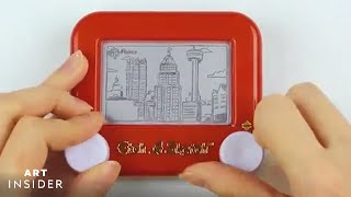 Artist Creates Intricate Etch A Sketch Drawings That Never Erase [upl. by Dickerson]