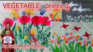 VEGETABLE PRINTING 3 new ideas Nationalhandloomday fabricpainting [upl. by Marjorie569]