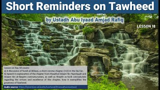 Short Reminders on Tawheed  Lesson 18 [upl. by Ellesor]