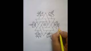 95 dots very easy simple beautiful Rangoli design Kolam for Diwali 🪔 Diwali Rangoli 🪔 Easy muggulu [upl. by Suhsoj]