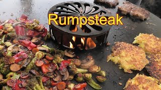 Rumpsteak grillen auf der Feuerplatte [upl. by Naghem]