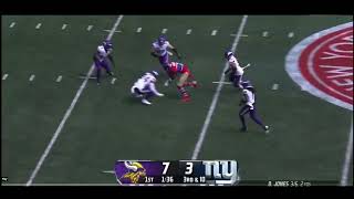 Malik Nabers FIRST NFL CATCH From Daniel Jones  New York Giants vs Minnesota Vikings [upl. by Tiphany343]